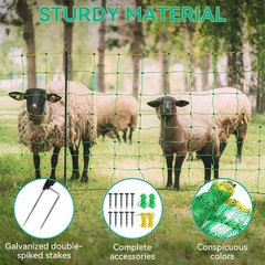 Flexible Electric Fence Netting – 35.4″ H x 164′ L, Ideal for Farms and Gardens