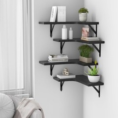 ROMGUAR CRAFT Corner Floating Shelves Wall Mounted Set of 4, Rustic Wood Storage