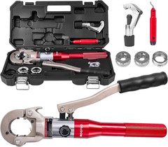 Propress Tool, Hydraulic Pipe Crimping Tool with 1/2, 3/4, 1 Inch Jaw for Copper
