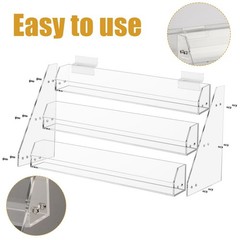 2 Pack 3 Tier Acrylic Slatwall Display Shelves Wall Mounted Hanging Storage T…