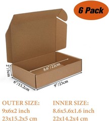 9x6x2 inch Shipping Boxes 6 Pack Brown, Tab Lock Tuck Top Mailer Boxes for Pa…