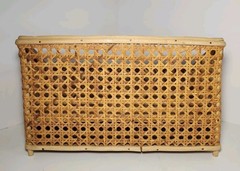 Vintage Bamboo & Rattan Cane Wood Surface Top Desk Top Letter Organizer