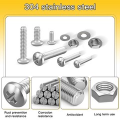 710PCS Stainless Steel Machine Screw Nut Bolt Washer Assortment Kit