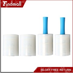 Findmall 4 Rolls 5 Inch x 1000 Ft Clear Stretch Wrap Film with 2 Pcs Handle