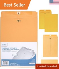 20 Pack Classic Brown Kraft 9″ x 12″ Envelopes with Clasp Closure – Made in USA