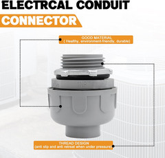 1 Inch Liquid Tight Connector PVC Flexible Conduit Connector,Straight 180 Degree