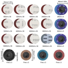 388Pcs 2 inch Roll Lock Sanding Discs Set 1/8″ 1/4″ Shank Holder for Die Grinder