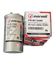 80+7.5µf x 440 VAC MULTI-PURPOSE RUN CAPACITOR, 50/60Hz ROUND TYPE