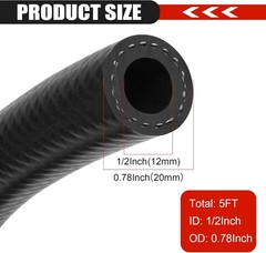 1/2 Inch (12mm) ID Fuel Line Hose 5FT NBR Rubber Push Lock Hose High Pressure 30