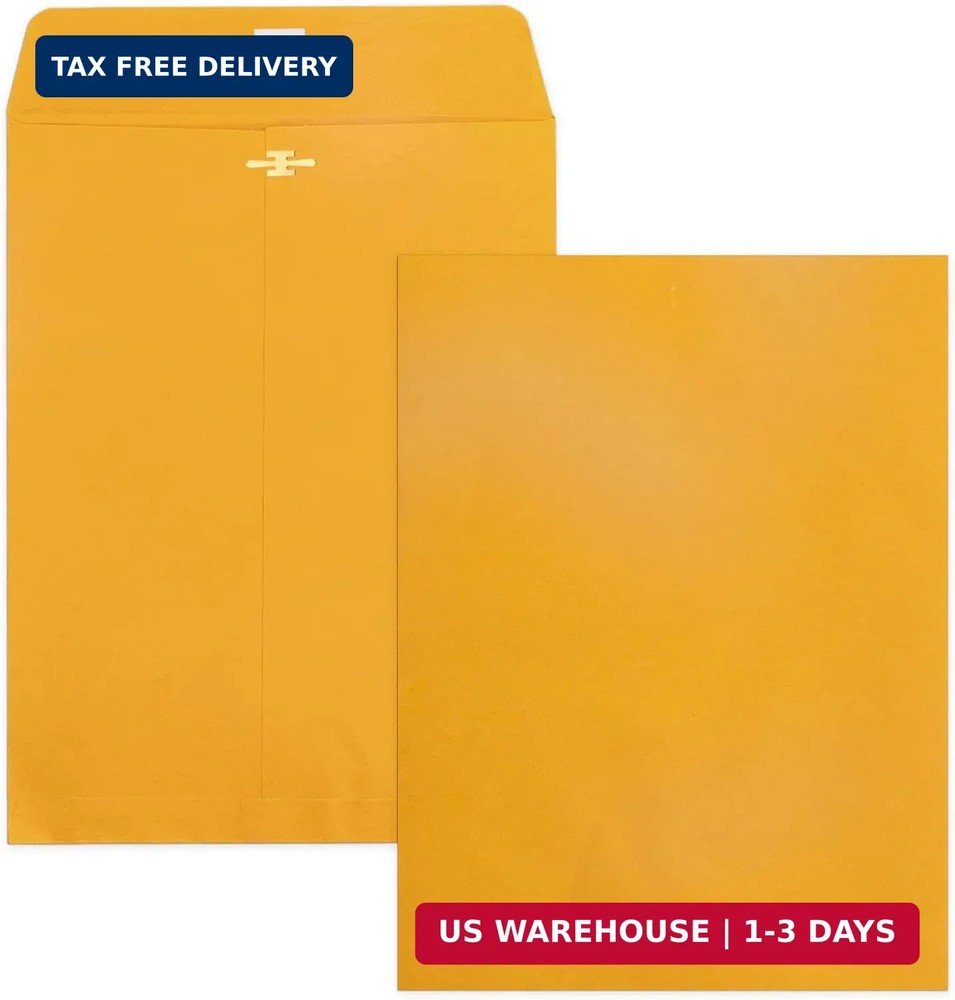 20 Pack Clasp Envelopes 9 x 12, 100 GSM Heavy Paper, Goefun Large Yellow Manilla