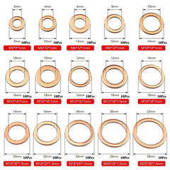 150Pcs Copper Crush Washer Gasket Set Flat Ring Seal Assortment Kit M5 – M22 US