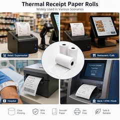 Thermal Receipt Paper Rolls 3-1/8 x 230ft 10 Pack POS Register Paper Red End