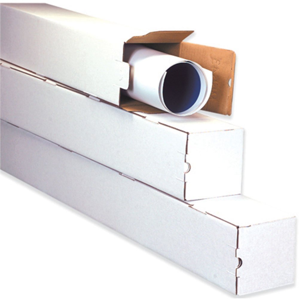 3x3x25 White Box Corrugated Square Mailing Tube Shipping Storage 50 Tubes
