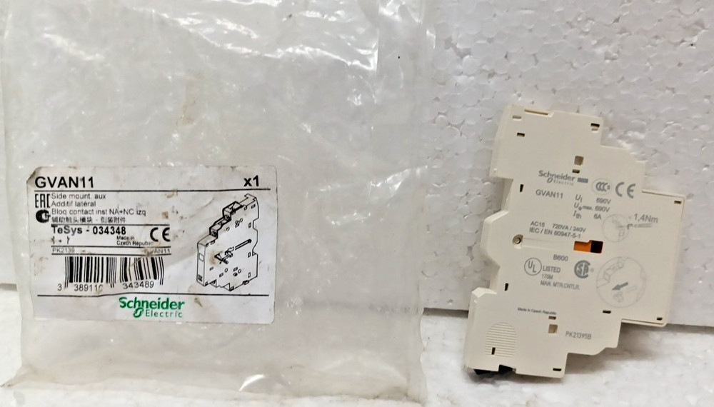Schneider GVAN11 Side Mount Aux Bloq Contact inst NA+NC izq TEsys -034348