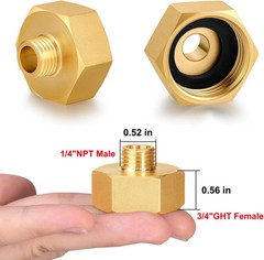 Garden Hose Thread Adapter 1/4″ NPT to 3/4″ GHT Brass Garden Hose Connect Pipe F