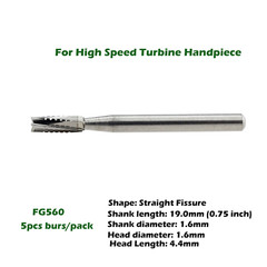 Dental Straight Fissure Carbide Burs FG Drill Bit FG 555 556 557 557L High Speed