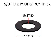 Rubber Flat Washers 5/8″ ID x 1″ OD x 1/8″ Thick Black Various Pack Sizes