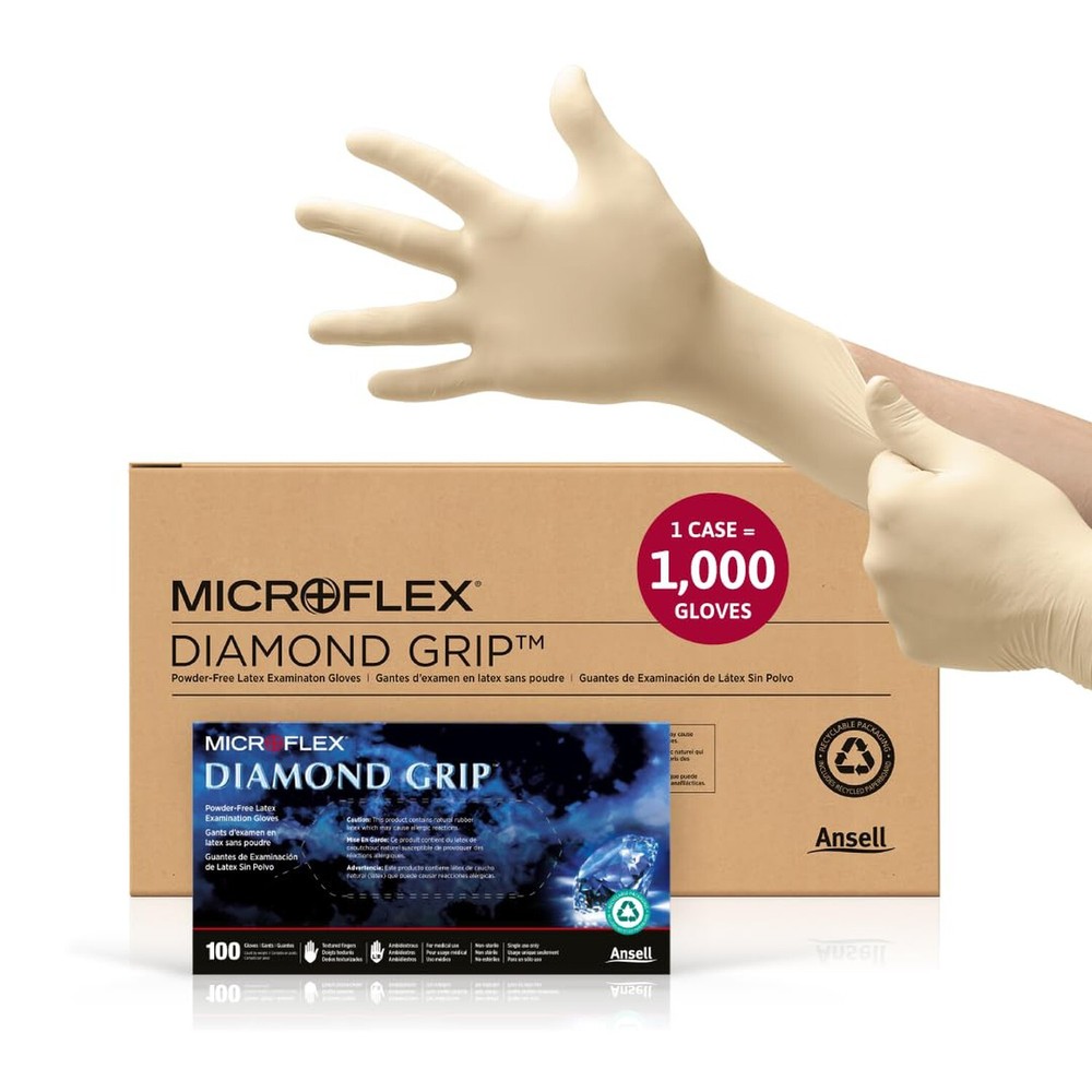 Microflex Diamond Grip MF-300 Disposable Latex Gloves for Automotive, Healthc…