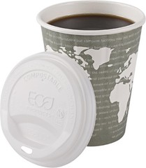 Eco-Products Compostable Coffee Cup Lids Case of 800 White EcoLid Fits 10-20oz