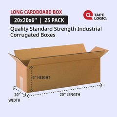 20x6x6 Long Corrugated Boxes, Long, 20L x 6W x 6H, Pack of 25 | Shipping, Pac…