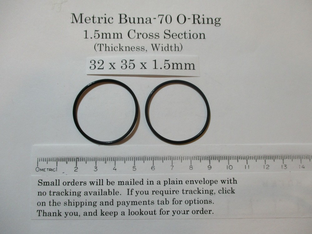 32mm ID x 35mm OD x 1.5mm thick O-ring. Buna-70. Quan 2.