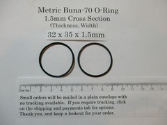 32mm ID x 35mm OD x 1.5mm thick O-ring. Buna-70. Quan 2.