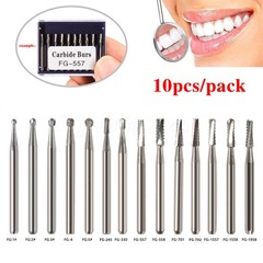 10pcs Dental Trimming Finishing Carbide Burs FG # Friction Grip Fit High Speed