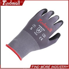 Findmall 3 Pairs Work Gloves MicroFoam Nitrile Coated Knit Nylon Gloves S-Size