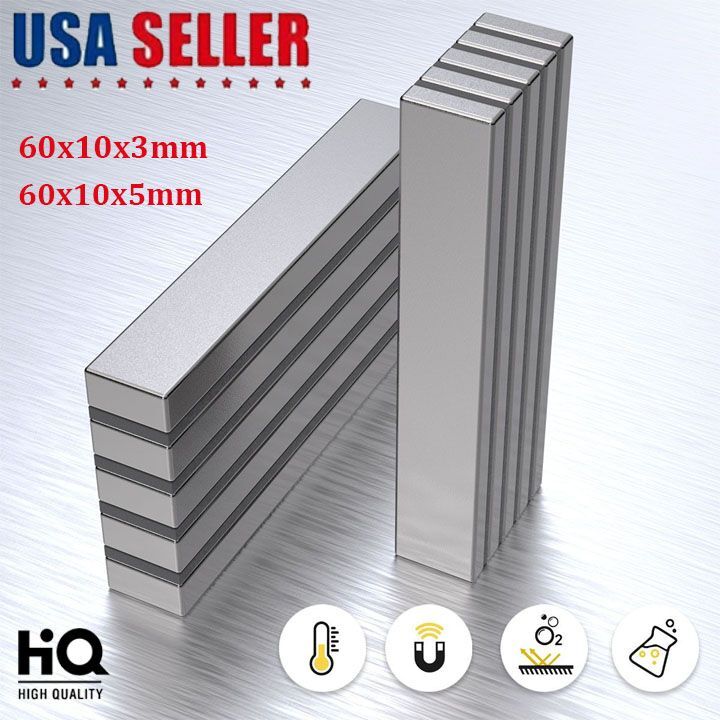 N52 1-20PCS 60x10x5MM Neodymium Block Magnet Super Strong Rare Earth Magnets NEW