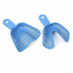 2Pcs/10Pcs Dental Autoclavable Plastic-Steel Impression Trays Blue Denture Model