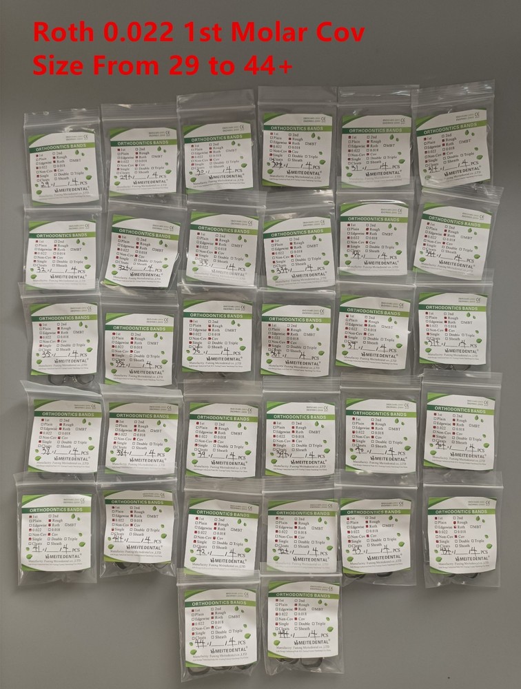 10Sets Dental Ortho Roth 022 1st Molar Cov Buccal Tube Prewelded Bands 29-44+