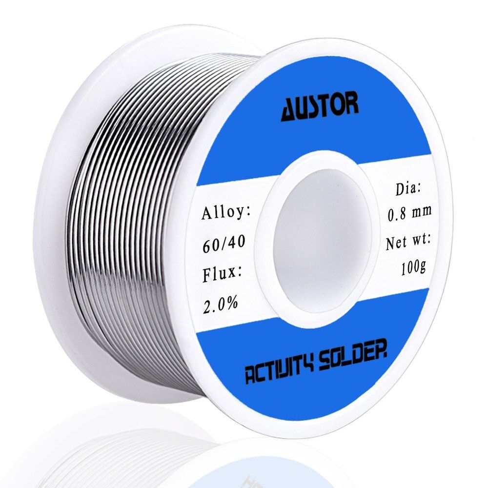 AUSTOR 60-40 Tin Lead Rosin Core Solder Wire for Electrical Soldering (100g, 0.8