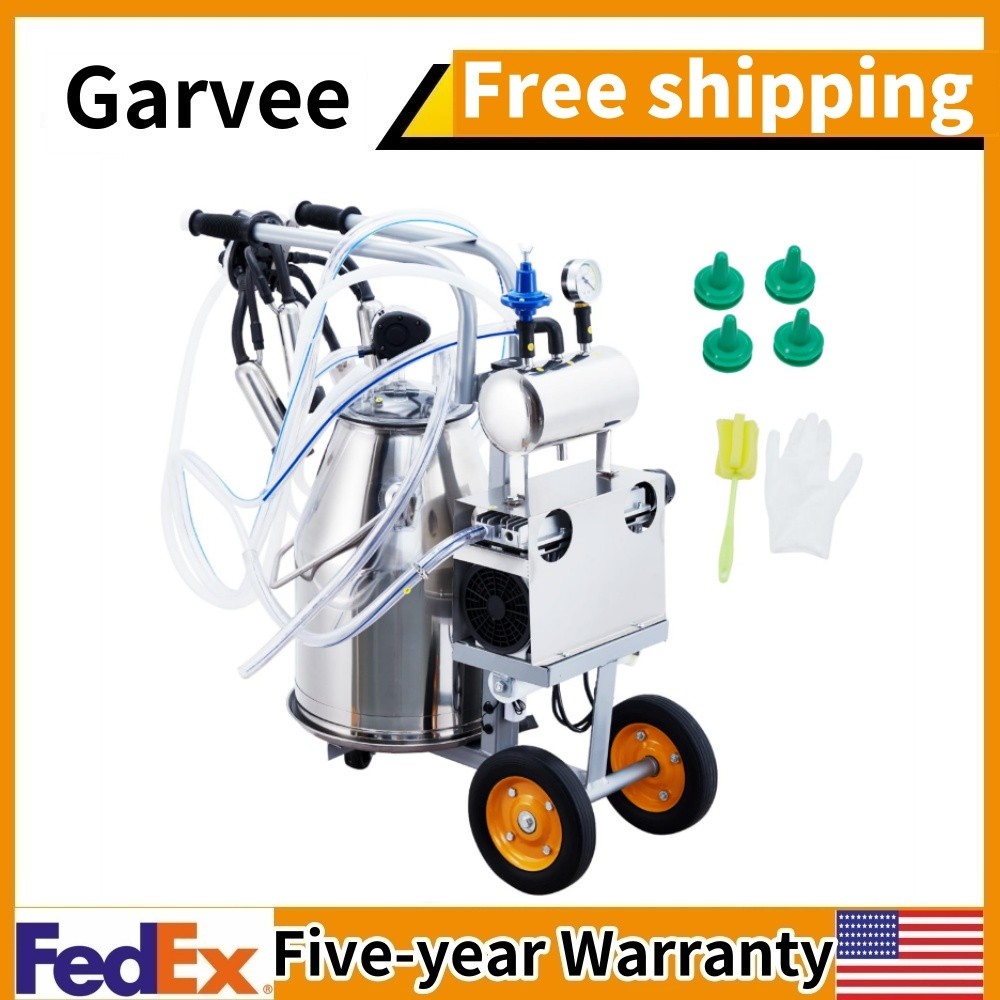 Cow Milking Machine Portable 25 L/6.6 gal Automatic Pulsation Vacuum Milker