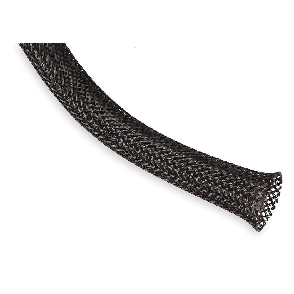 TECHFLEX PTN0.25BK100 Braided Sleeving,0.250 In.,100 ft.,Black 1UXW6