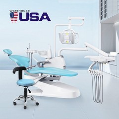 Dental Unit Chair Ergonomic DC Motor Computer Controlled Hard Leather with Stool