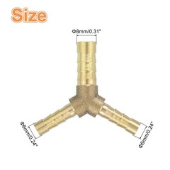 3Pcs Brass Hose Barb Fitting Y Shaped 3 Way Connector Coupler 5/16″x1/4″x1/4″ ID