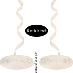 Deekin 100% Cotton Twill Tape Ribbon, 1/2 Inch ×25 Yards Natural Herringbone Web