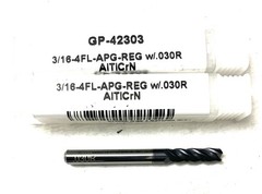 2PC Carbide Plus CP-42303 3/16″ 4FL Corner Radius End Mill AlTiCrN .030R NEW