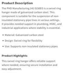 1-1/2″FIRE PROTECTION SWIVEL RING HANGER-ONLY SALE BOX OF 100 PCS SHIPS SAME DAY