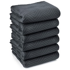 6 Moving Blanket Furniture Pads – Ultra Thick Pro – 40″ x 72″ Black