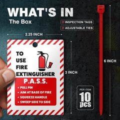 Fire Extinguisher Inspection Tags -2029, Plastic 2.25 x 3 Inch Red Waterproof,
