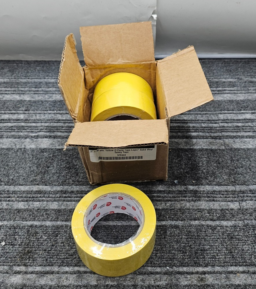 (QTY 3) Tape Logic T92363PKY Safety Tape, 2″ x 36 yds, Yellow Solid Vinyl