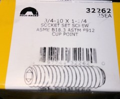 Holo Krome 3/4″-10 x 1 1/4″ Coarse Thread Socket Set Screw Cup Pt Black Oxide