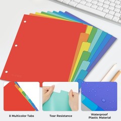 Bright Color Binder Dividers, 8 Tabs for 3 Ring Folder, Home Use