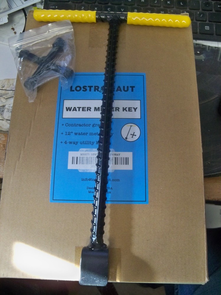 NEW LOSTRONAUT 12″ INCH WATER METER KEY W/4 WAY UTILITY KEY FREE ADVANTAGE S&H