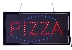 “Pizza” Animated Blue Steady Red LED Sign with Hanging Chain 19X10X1″ Store