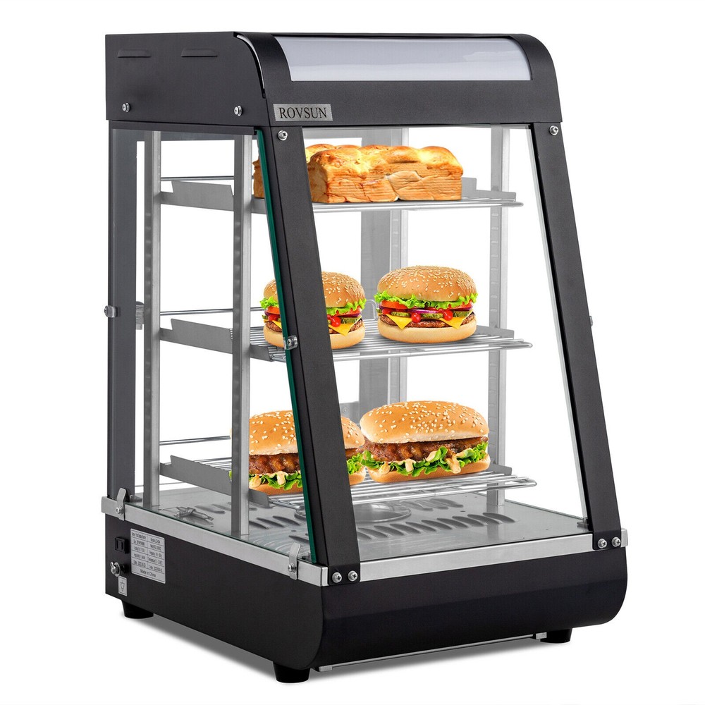 ROVSUN Commercial 3 Tiers 15″ Heat Food Pizza Warmer Display Show Case w/Bulb