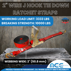 USA Heavy Duty 2″ x 40′ 50′ 60′ Ratchet Strap J Hook Flatbed Truck Farm Tie Down