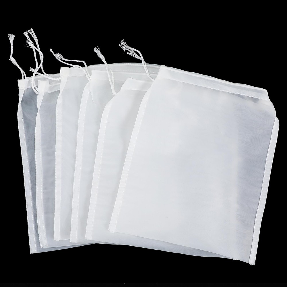 LIQWEI 6Pcs Nylon Wine Filter, Juicer Bags, Nut Milk Bag Juicing L, White