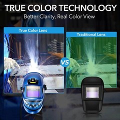 TRQWH Shark Design Auto-Darkening Welding Helmet with Wide View and LED Light